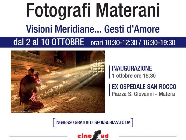 Matera, termina domani la  mostra fotografica “Visioni Meridiane…. Gesti d’amore”