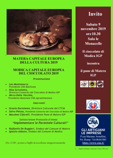 Il cioccolato di Modica IGP incontra il pane di Matera IGP