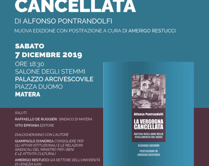 Matera, il 7 presentazione della nuova edizione del volume di Alfonso Pontrandolfi “La vergogna cancellata”