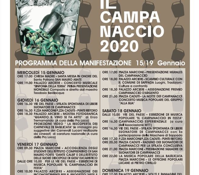 San Mauro Forte (MT), al via l’edizione 2020 del Campanaccio