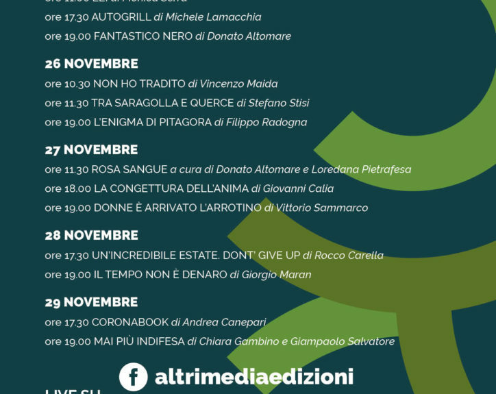 Altrimedia Edizioni alla fiera della piccola e media editoria Italia Book Festival da oggi al 29 novembre