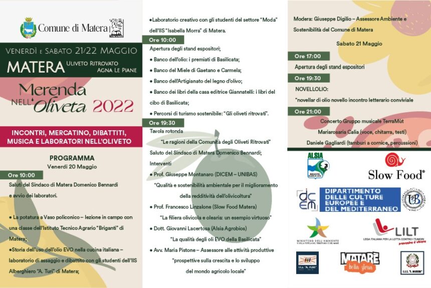 Matera, al via “La Merenda nell’Oliveta”. Appuntamento ad Agna Le Piane