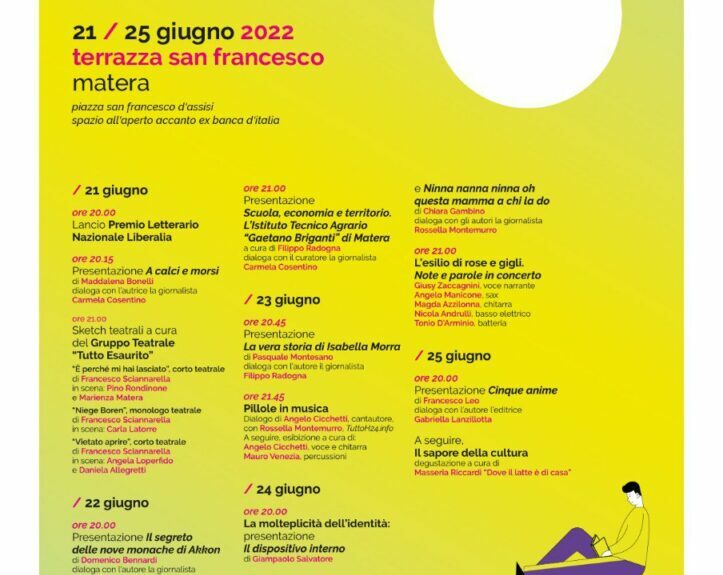 “Libri in Terrazza”: torna a Matera il Festival culturale promosso dal 21 al 25 giugno da Liberalia in collaborazione con la casa editrice Altrimedia