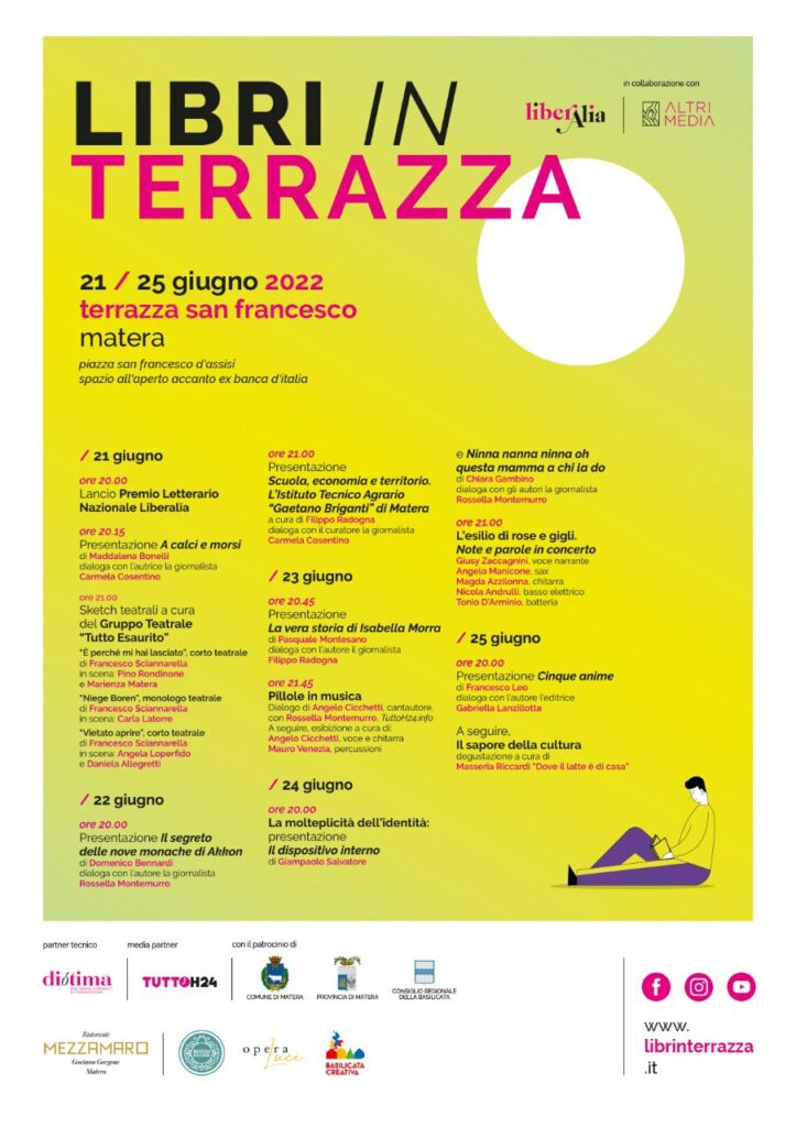 “Libri in Terrazza”: torna a Matera il Festival culturale promosso dal 21 al 25 giugno da Liberalia in collaborazione con la casa editrice Altrimedia