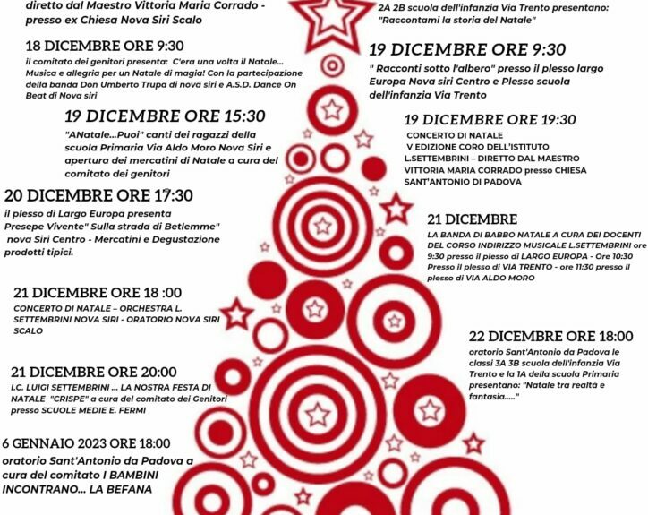 “Noi siamo… Natale 2022”: musica, danza, teatro e intrattenimento nel cartellone degli eventi natalizi promosso a Nova Siri dall’Istituto Comprensivo “Luigi Settembrini”