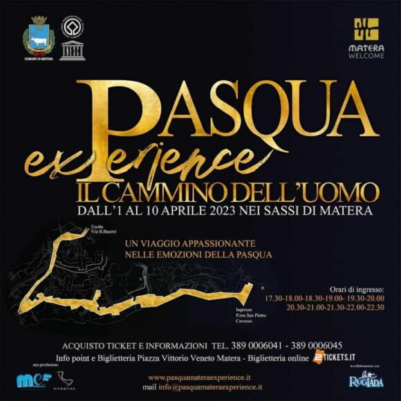 Un percorso narrativo sulla Pasqua nei suggestivi Sassi di Matera: Pasqua Experience, il cammino dell’uomo. Dall’1 al 10 aprile, nei Sassi, un racconto unico e innovativo  della Settimana Santa