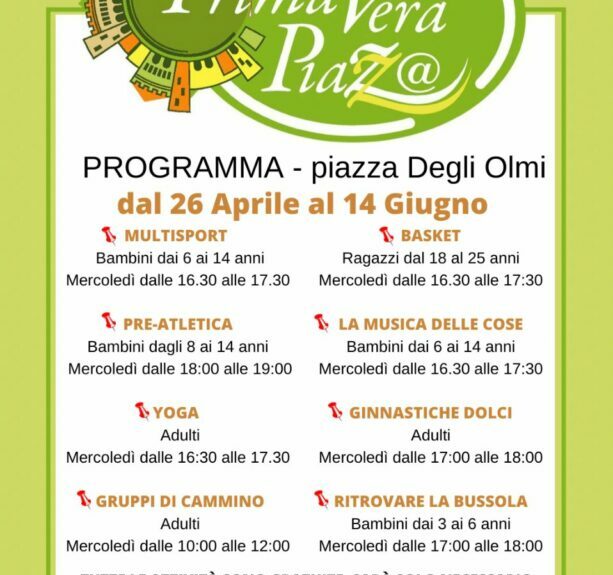 UISP Matera: al via “Primavera Piazza degli Olmi”, dal 26 Aprile fino al 14 Giugno 2023
