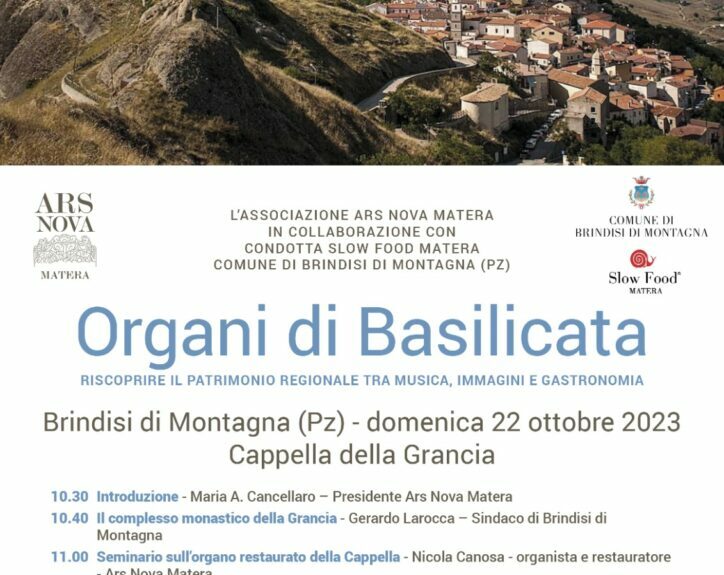 Domenica 22 nella Cappella della Grancia di Brindisi di Montagna (Pz)  “Organi di Basilicata. Riscoprire il patrimonio regionale tra musica, immagini e gastronomia”
