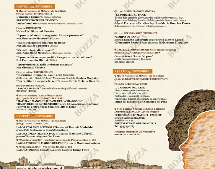Dopo la proclamazione di Matera Città del Pane, l’Amministrazione comunale lancia la tre giorni “Pane di comunità” da giovedì 23 novembre a sabato 25 novembre