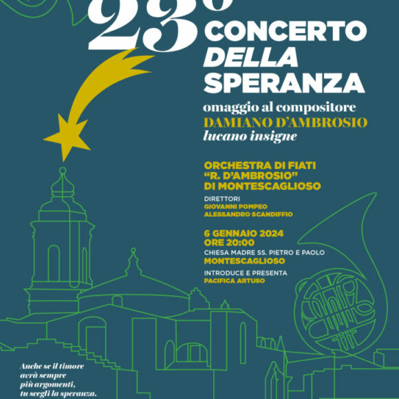 Montescaglioso, le Associazioni Mondi Lucani e R. D’Ambrosio omaggiano il Maestro Damiano D’Ambrosio con il Concerto della Speranza 2024
