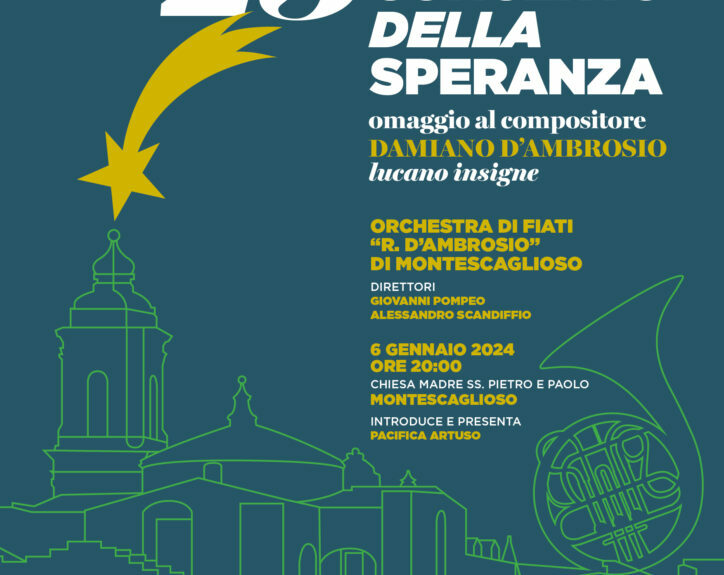 Montescaglioso, le Associazioni Mondi Lucani e R. D’Ambrosio omaggiano il Maestro Damiano D’Ambrosio con il Concerto della Speranza 2024
