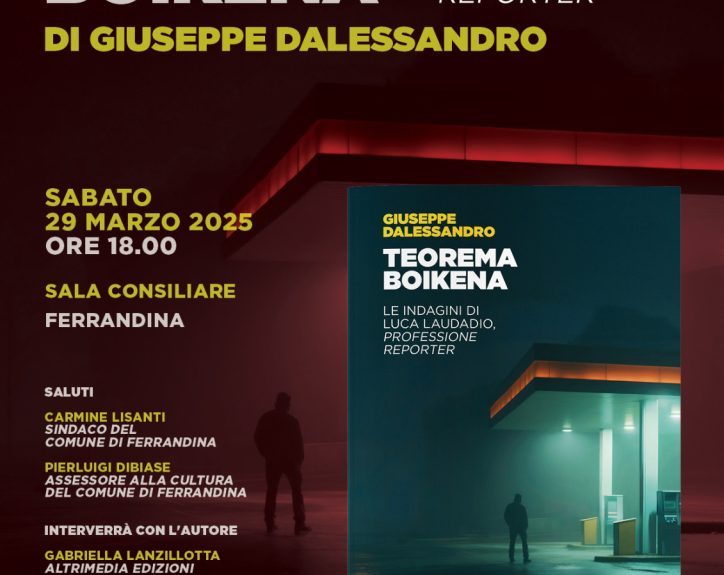 Dalessandro presenta “Teorema Boikena”: a Ferrandina, sabato 29 marzo, incontro con l’autore delle indagini di Luca Laudadio