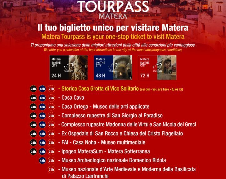 Tourpass: a Matera il biglietto unico per visitare la città